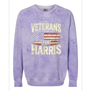 Kamala Harris Us Flag Veterans For Harris 2024 Military Vets Gift Colorblast Crewneck Sweatshirt