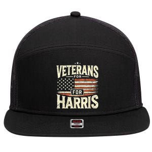 Kamala Harris Us Flag Veterans For Harris 2024 Military Vets Gift 7 Panel Mesh Trucker Snapback Hat