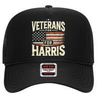 Kamala Harris Us Flag Veterans For Harris 2024 Military Vets Gift High Crown Mesh Back Trucker Hat