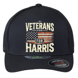 Kamala Harris Us Flag Veterans For Harris 2024 Military Vets Gift Flexfit Unipanel Trucker Cap