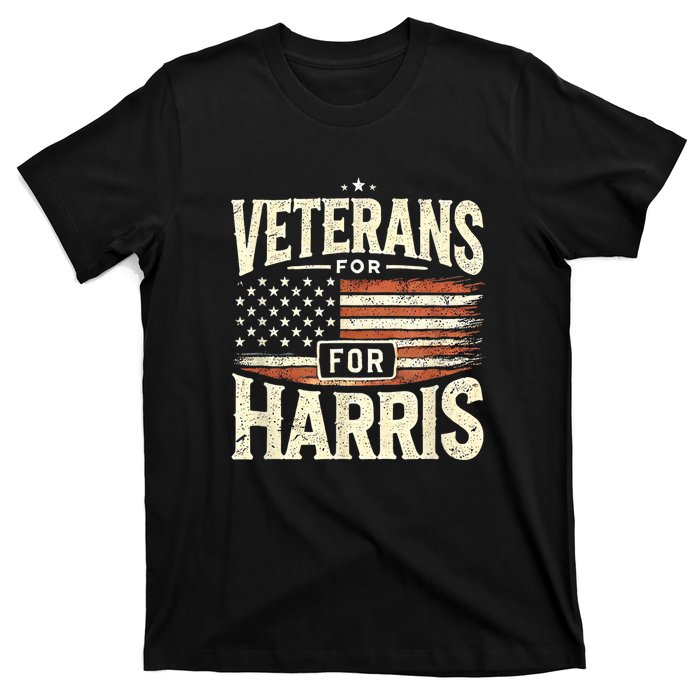 Kamala Harris Us Flag Veterans For Harris 2024 Military Vets Gift T-Shirt