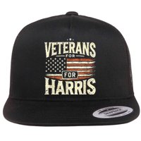 Kamala Harris Us Flag Veterans For Harris 2024 Military Vets Gift Flat Bill Trucker Hat