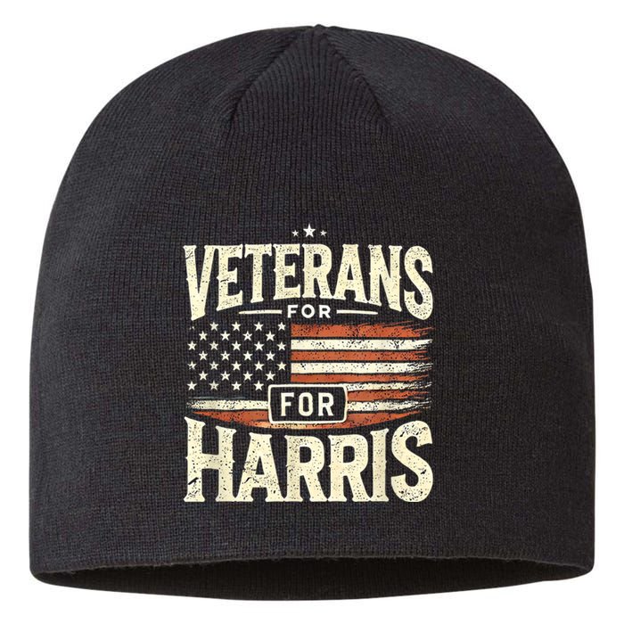 Kamala Harris Us Flag Veterans For Harris 2024 Military Vets Gift Sustainable Beanie