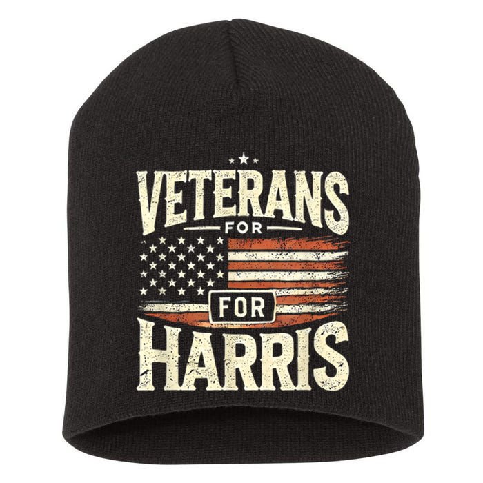 Kamala Harris Us Flag Veterans For Harris 2024 Military Vets Gift Short Acrylic Beanie