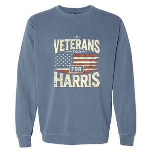 Kamala Harris Us Flag Veterans For Harris 2024 Military Vets Gift Garment-Dyed Sweatshirt