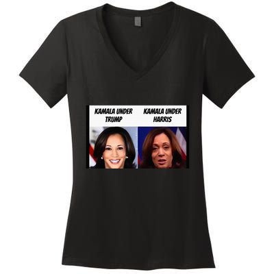 Kamala Harris Under Trump Funny Trump Supporter Women's V-Neck T-Shirt