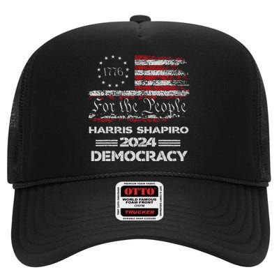 Kamala Harrisshapiro2024 Us Flag Democratic Vp President High Crown Mesh Back Trucker Hat