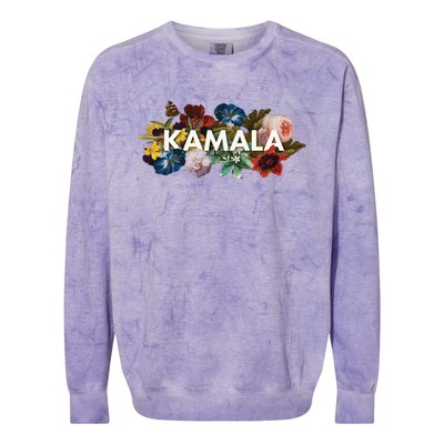 Kamala Harris Vintage Floral Feminine First Female President Meaningful Gift Colorblast Crewneck Sweatshirt