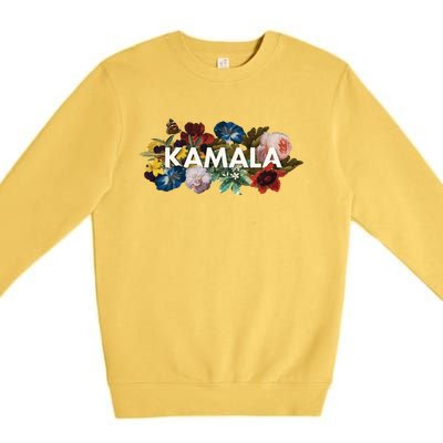 Kamala Harris Vintage Floral Feminine First Female President Meaningful Gift Premium Crewneck Sweatshirt