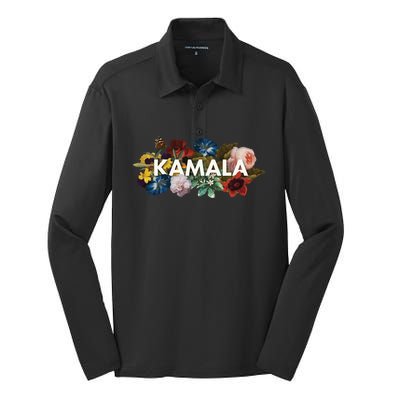 Kamala Harris Vintage Floral Feminine First Female President Meaningful Gift Silk Touch Performance Long Sleeve Polo