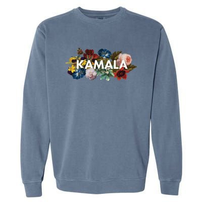 Kamala Harris Vintage Floral Feminine First Female President Meaningful Gift Garment-Dyed Sweatshirt