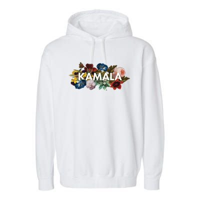 Kamala Harris Vintage Floral Feminine First Female President Meaningful Gift Garment-Dyed Fleece Hoodie