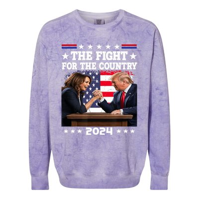 Kamala Harris Vs Trump The Fight For The Country 2024 Colorblast Crewneck Sweatshirt