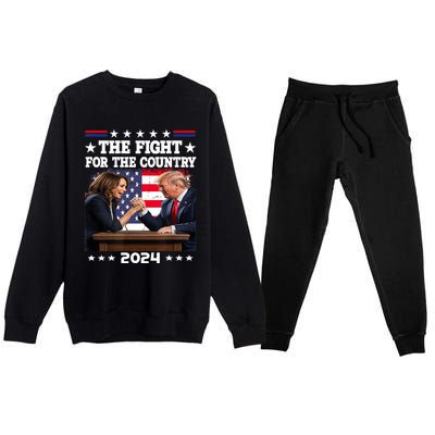 Kamala Harris Vs Trump The Fight For The Country 2024 Premium Crewneck Sweatsuit Set