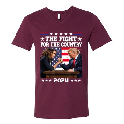 Kamala Harris Vs Trump The Fight For The Country 2024 V-Neck T-Shirt