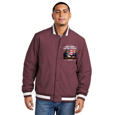 Kamala Harris Vs Trump The Fight For The Country 2024 Insulated Varsity Jacket