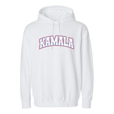 Kamala Harris Varsity Style Arch Lettering Garment-Dyed Fleece Hoodie