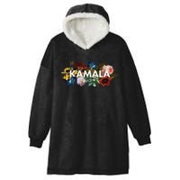 Kamala Harris Vintage Floral Feminine First Female President Hooded Wearable Blanket