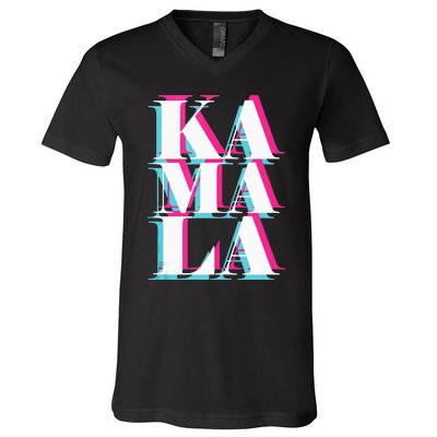 Kamala Harris Vintage Style Abstract Design V-Neck T-Shirt