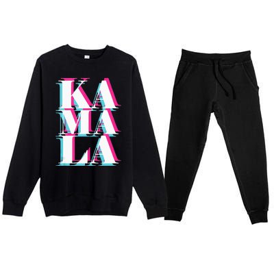 Kamala Harris Vintage Style Abstract Design Premium Crewneck Sweatsuit Set