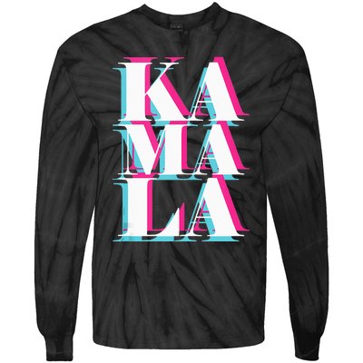 Kamala Harris Vintage Style Abstract Design Tie-Dye Long Sleeve Shirt