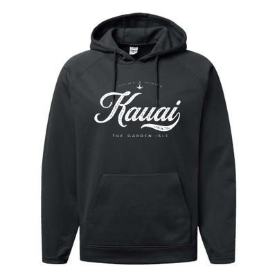 Kauai Hawaii Vintage Retro Performance Fleece Hoodie