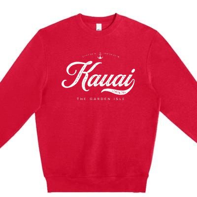 Kauai Hawaii Vintage Retro Premium Crewneck Sweatshirt