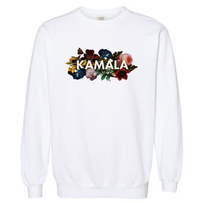 Kamala Harris Vintage Floral Feminine First Female President Garment-Dyed Sweatshirt