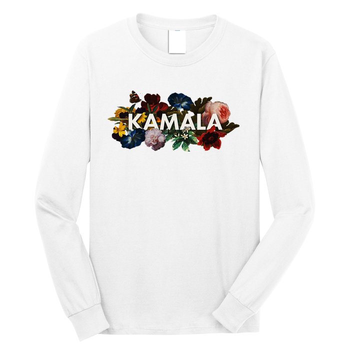 Kamala Harris Vintage Floral Feminine First Female President Long Sleeve Shirt