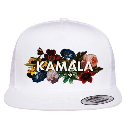 Kamala Harris Vintage Floral Feminine First Female President Flat Bill Trucker Hat