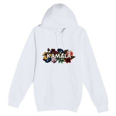 Kamala Harris Vintage Floral Feminine First Female President Premium Pullover Hoodie