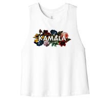 Kamala Harris Vintage Floral Feminine First Female President Women's Racerback Cropped Tank