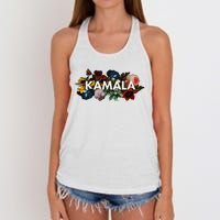 Kamala Harris Vintage Floral Feminine First Female President Women's Knotted Racerback Tank