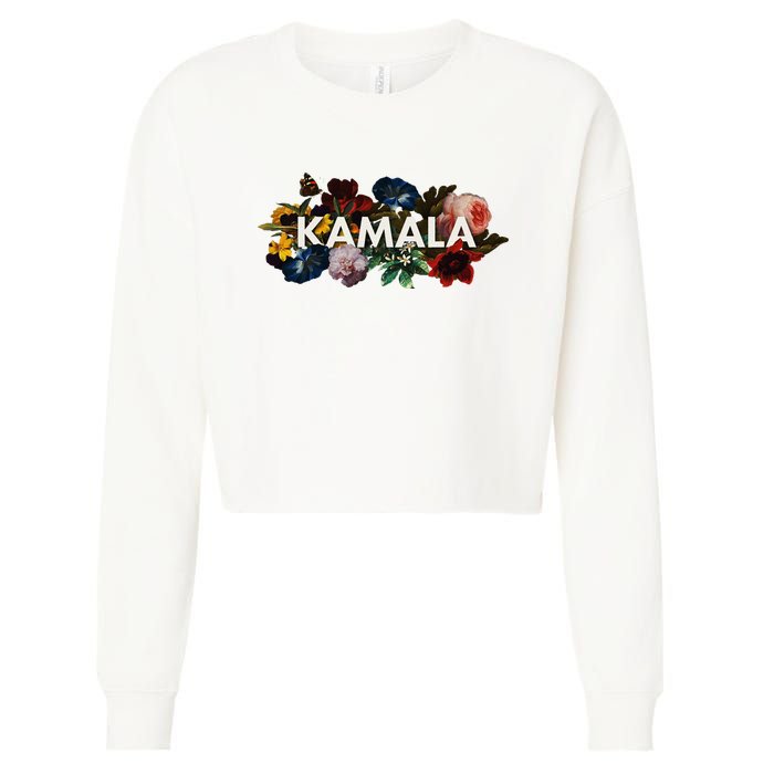 Kamala Harris Vintage Floral Feminine First Female President Cropped Pullover Crew