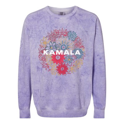 Kamala Harris Vintage Floral Feminine First Female President Colorblast Crewneck Sweatshirt