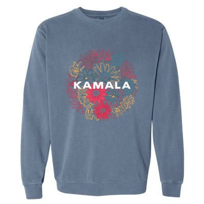 Kamala Harris Vintage Floral Feminine First Female President Garment-Dyed Sweatshirt