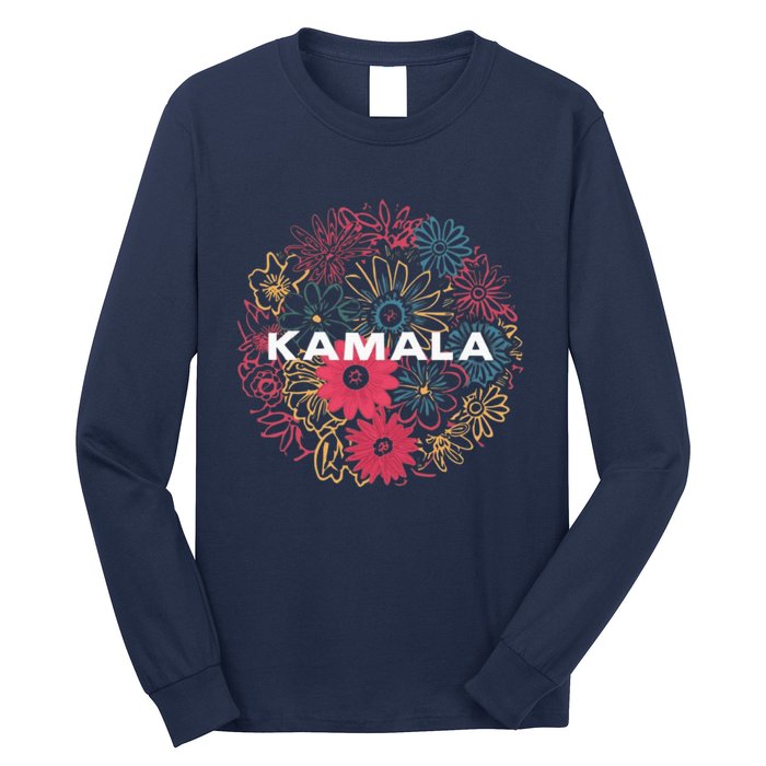 Kamala Harris Vintage Floral Feminine First Female President Long Sleeve Shirt