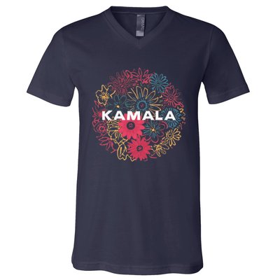 Kamala Harris Vintage Floral Feminine First Female President V-Neck T-Shirt