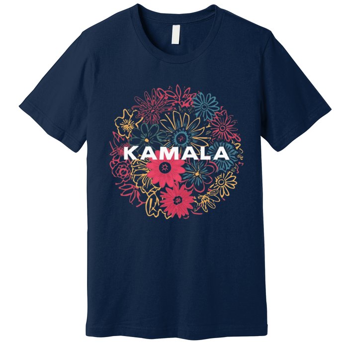 Kamala Harris Vintage Floral Feminine First Female President Premium T-Shirt