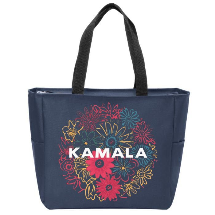 Kamala Harris Vintage Floral Feminine First Female President Zip Tote Bag