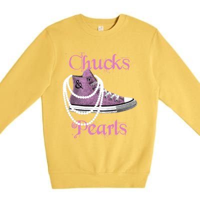 Kamala Harris Vice President Chucks And Pearls Premium Crewneck Sweatshirt