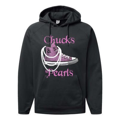 Kamala Harris Vice President Chucks And Pearls Performance Fleece Hoodie