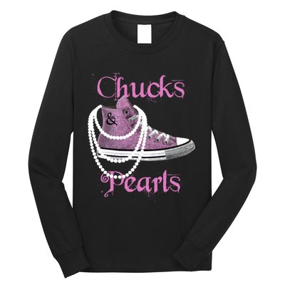 Kamala Harris Vice President Chucks And Pearls Long Sleeve Shirt