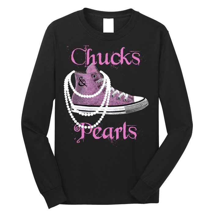 Kamala Harris Vice President Chucks And Pearls Long Sleeve Shirt