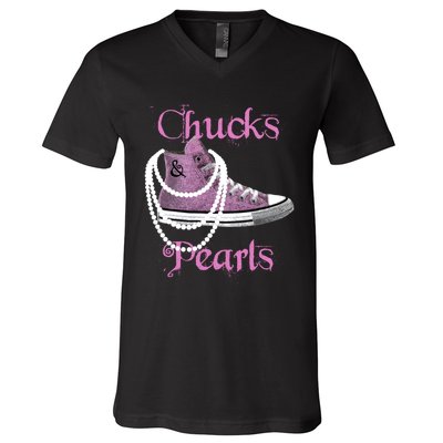 Kamala Harris Vice President Chucks And Pearls V-Neck T-Shirt