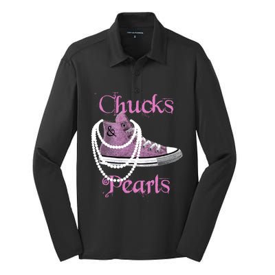 Kamala Harris Vice President Chucks And Pearls Silk Touch Performance Long Sleeve Polo