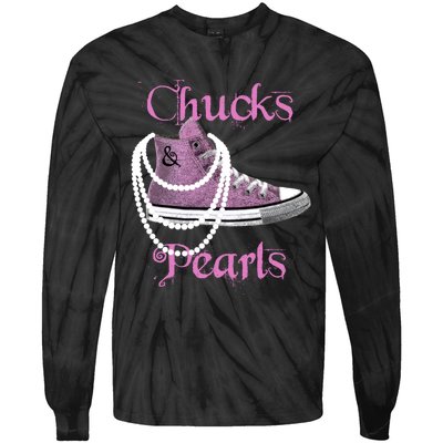 Kamala Harris Vice President Chucks And Pearls Tie-Dye Long Sleeve Shirt