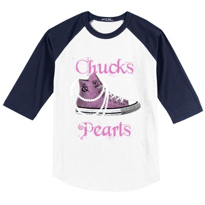 Kamala Harris Vice President Chucks And Pearls Baseball Sleeve Shirt