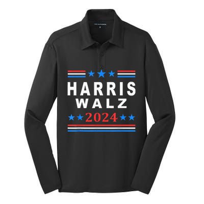 Kamala Harris Vs Tim Walz Election 2024 Silk Touch Performance Long Sleeve Polo