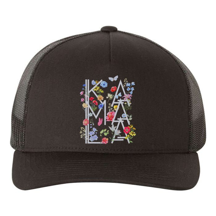 Kamala Harris Vintage Floral Feminine First Female President Yupoong Adult 5-Panel Trucker Hat